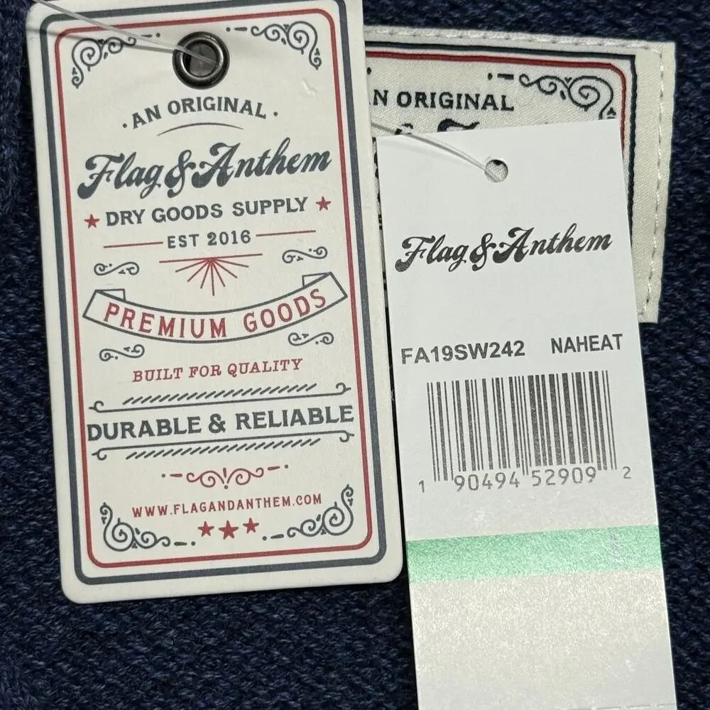 Flag & Anthem Sweater Men Large Blue Mixed Stitch Charmaine 1/4 Zip Pullover NWT - Picture 11 of 12